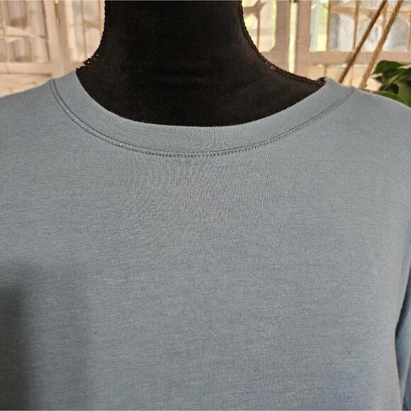 Eileen Fisher Steel Blue Slightly Oversized Long Sleeve Tee Athleisure - Picture 3 of 7